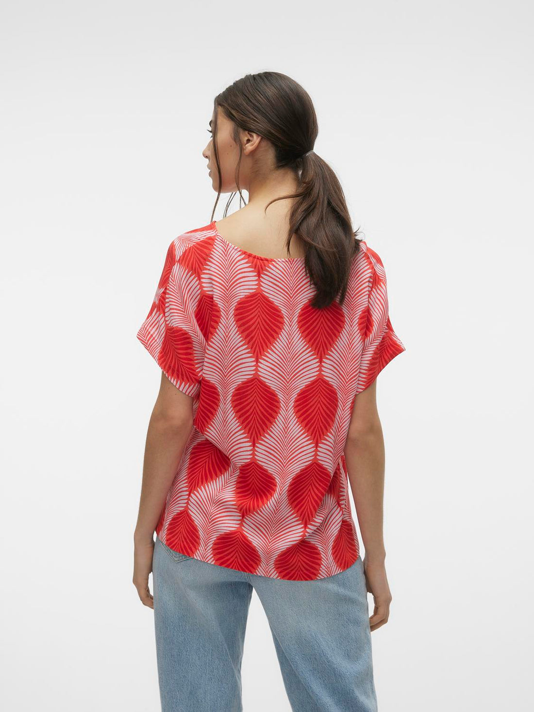 TULA Olga Abstract Print Top in Goji Berry Red