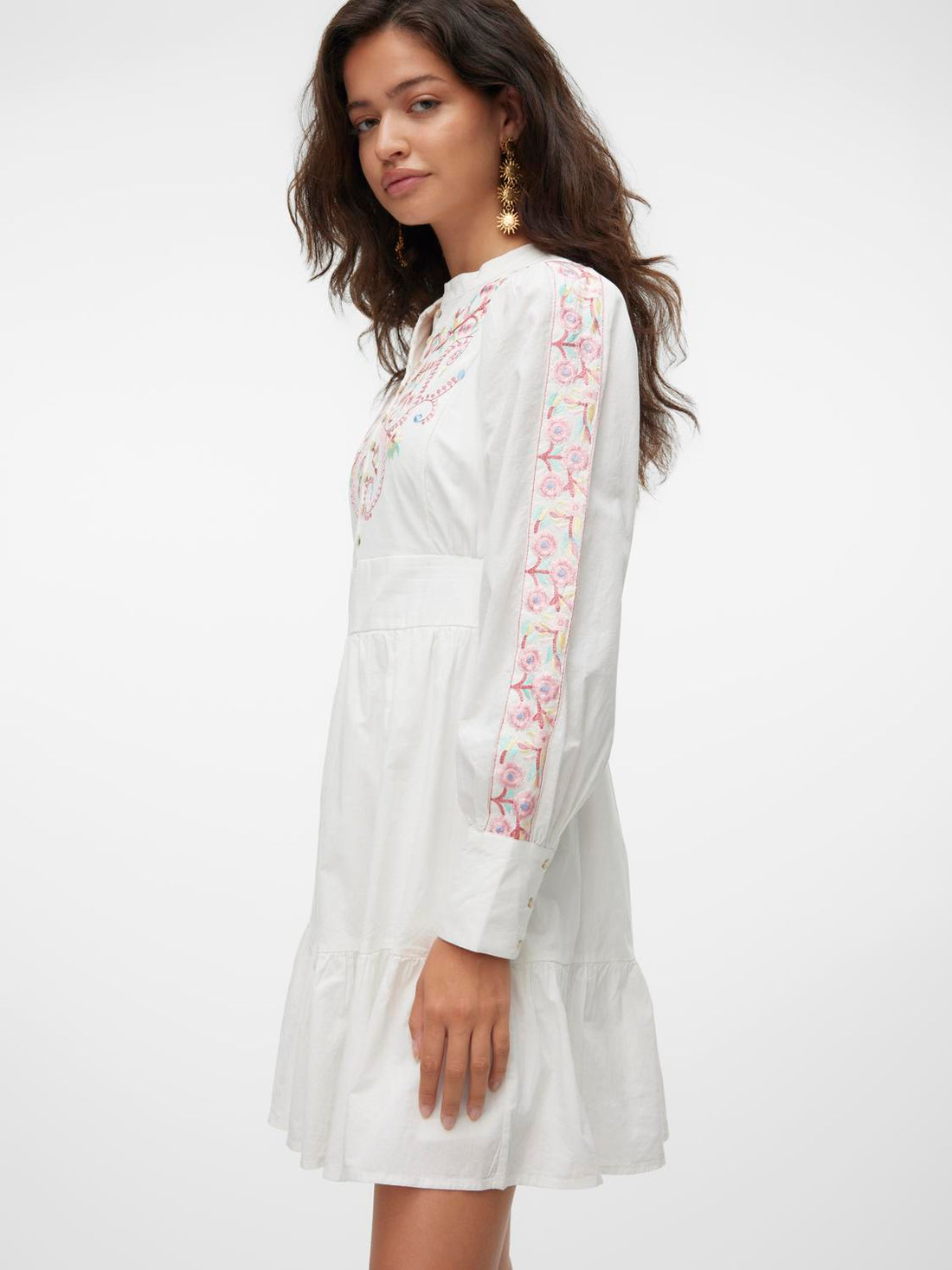 LILIA Boho Folk Embroidered Short Dress