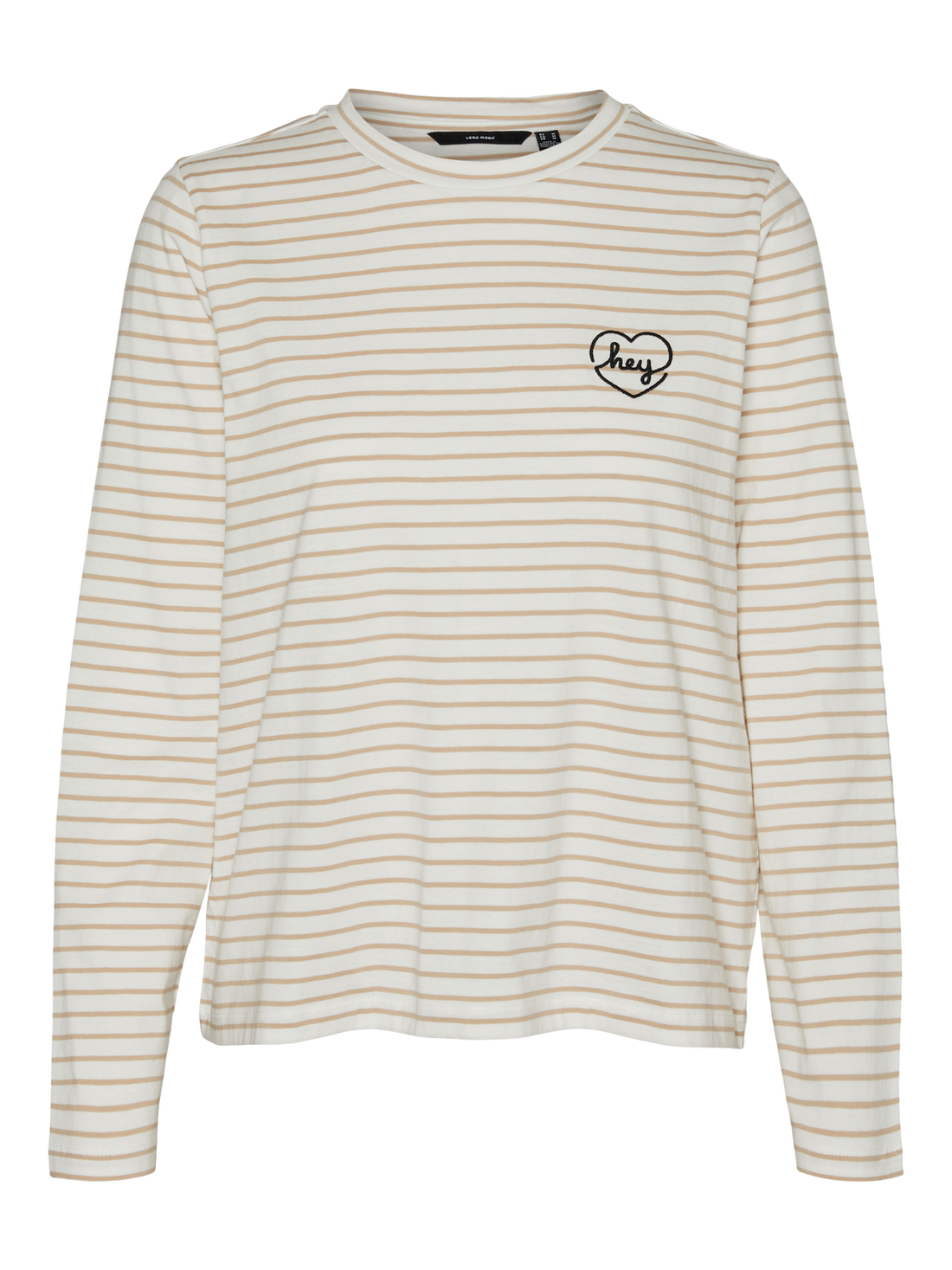 OYA Stripe Cotton 'Hey' Jersey Top in White and Sand