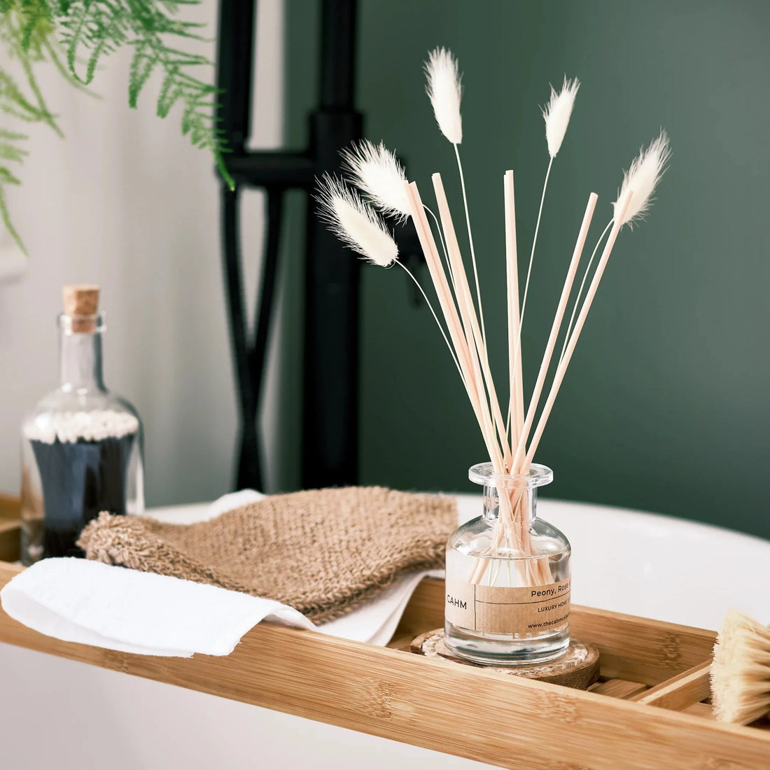 CAHM Luxury Reed Diffuser - Peony, Rose & Oud - Clear Glass Home Fragrance CAHM