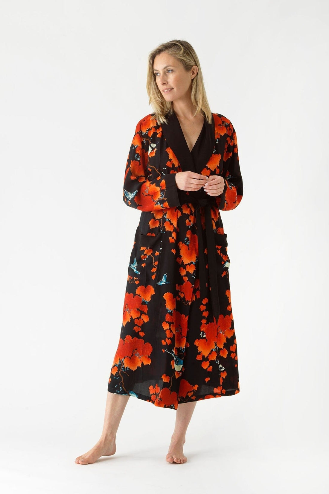 Crepe Gown in Black Acer Print by One Hundred Stars - CGWACRBLK Gowns One Hundred Stars