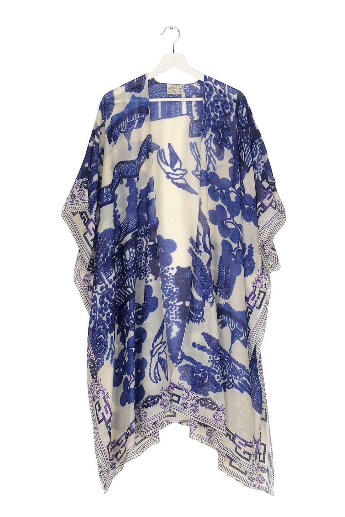 One Hundred Stars Giant Willow Blue Throwover Kimono Kimonos One Hundred Stars