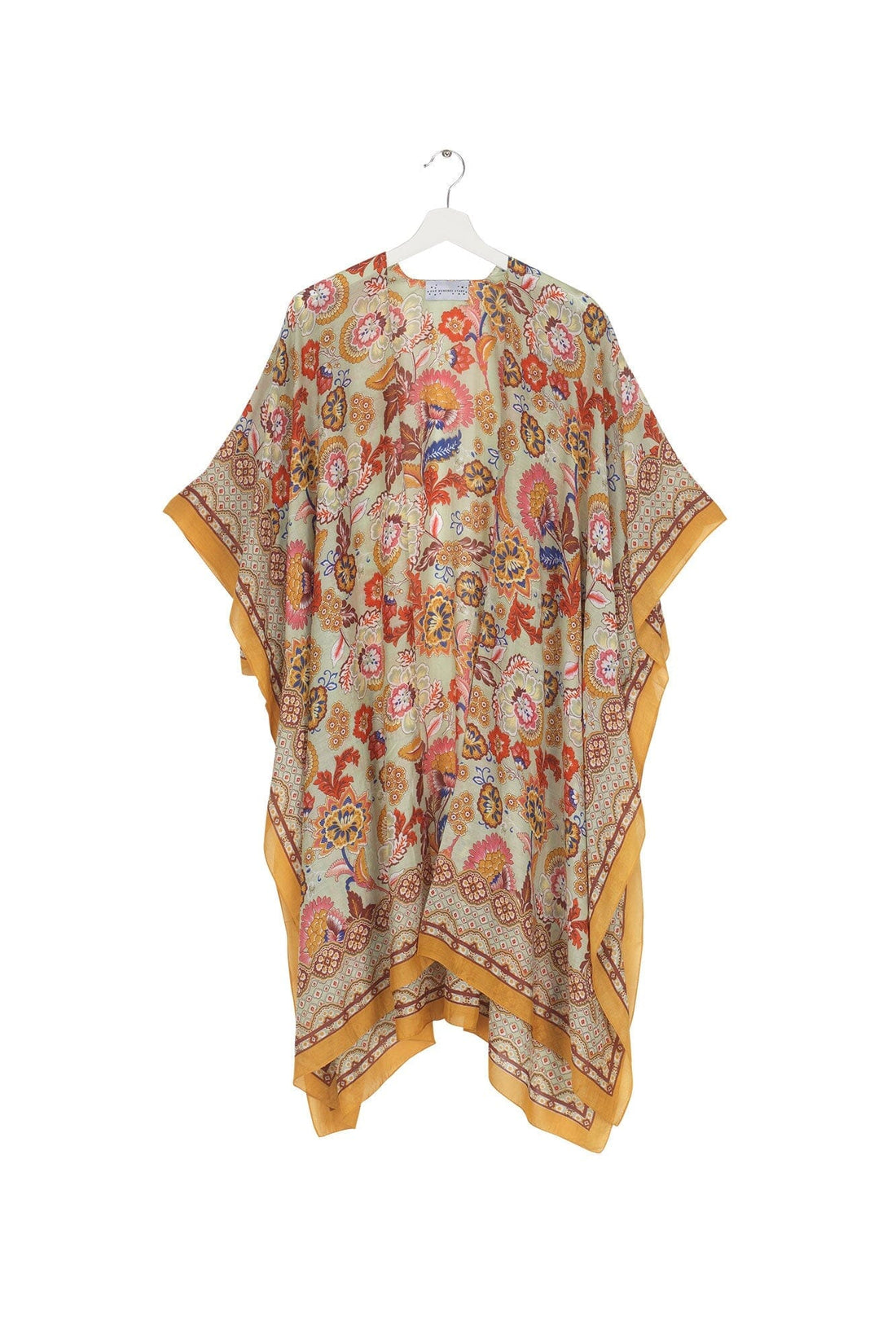 One Hundred Stars Indian Flower Throwover Kimono in Taupe - THRINDTAU Kimonos One Hundred Stars