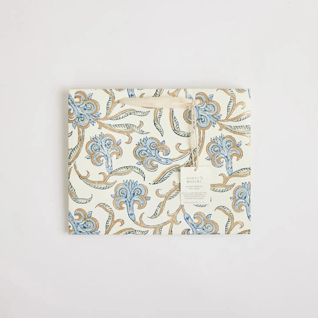 Paper Mirchi Sustainable Luxe Gift Bag in Blue Florals- Medium Gift Wrap Paper Mirchi