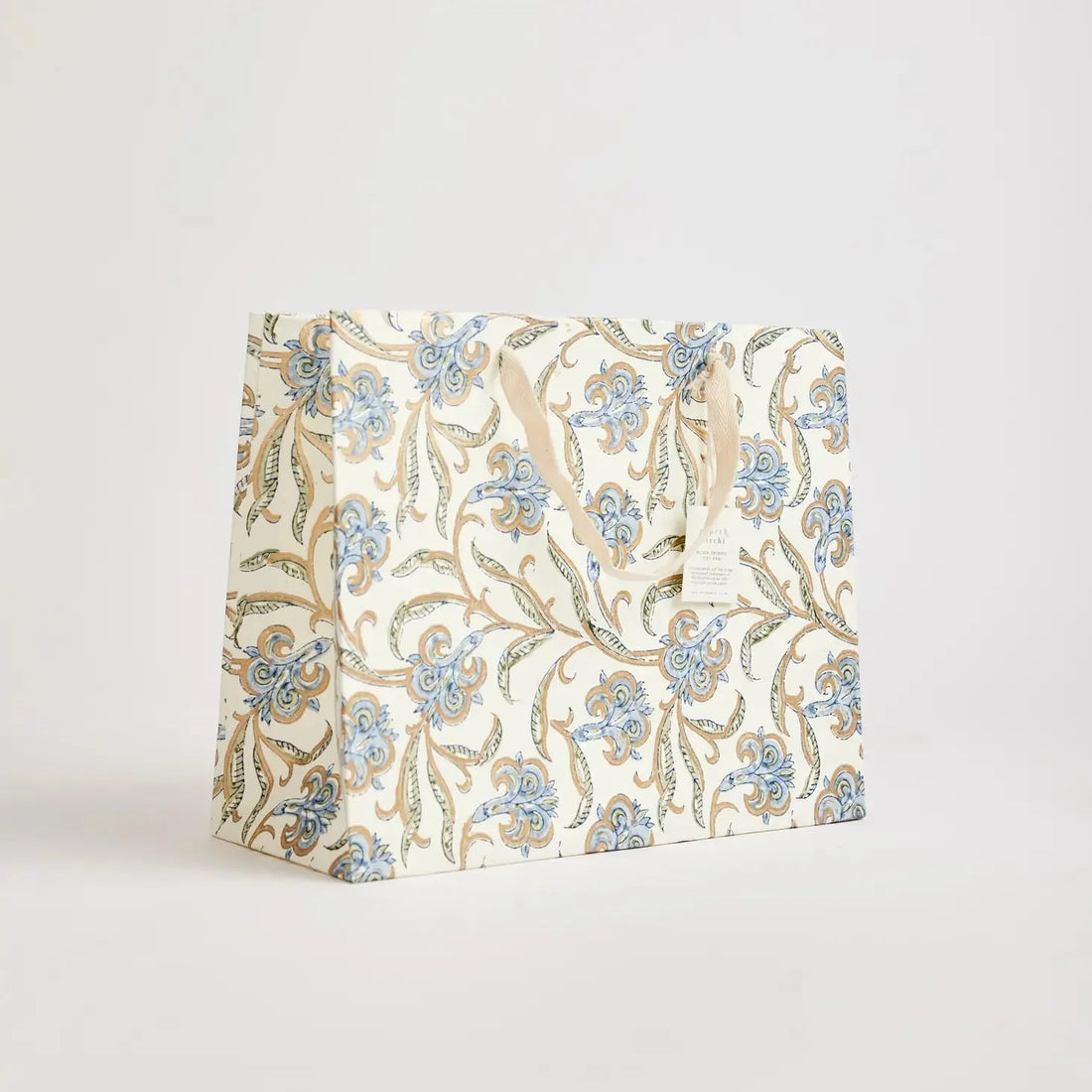 Paper Mirchi Sustainable Luxe Gift Bag in Blue Florals- Medium Gift Wrap Paper Mirchi