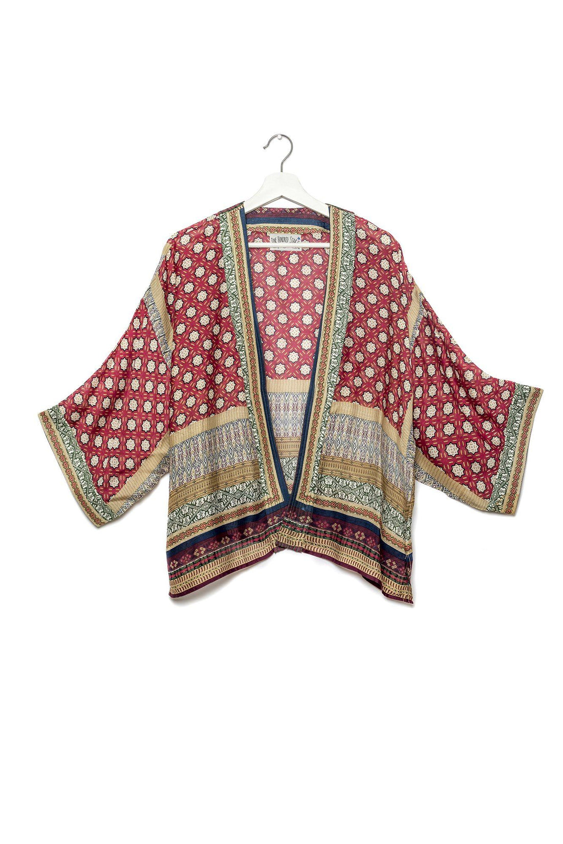 Short Kimono in Moorish Moroccan Print Coats & Jackets One Hundred Stars