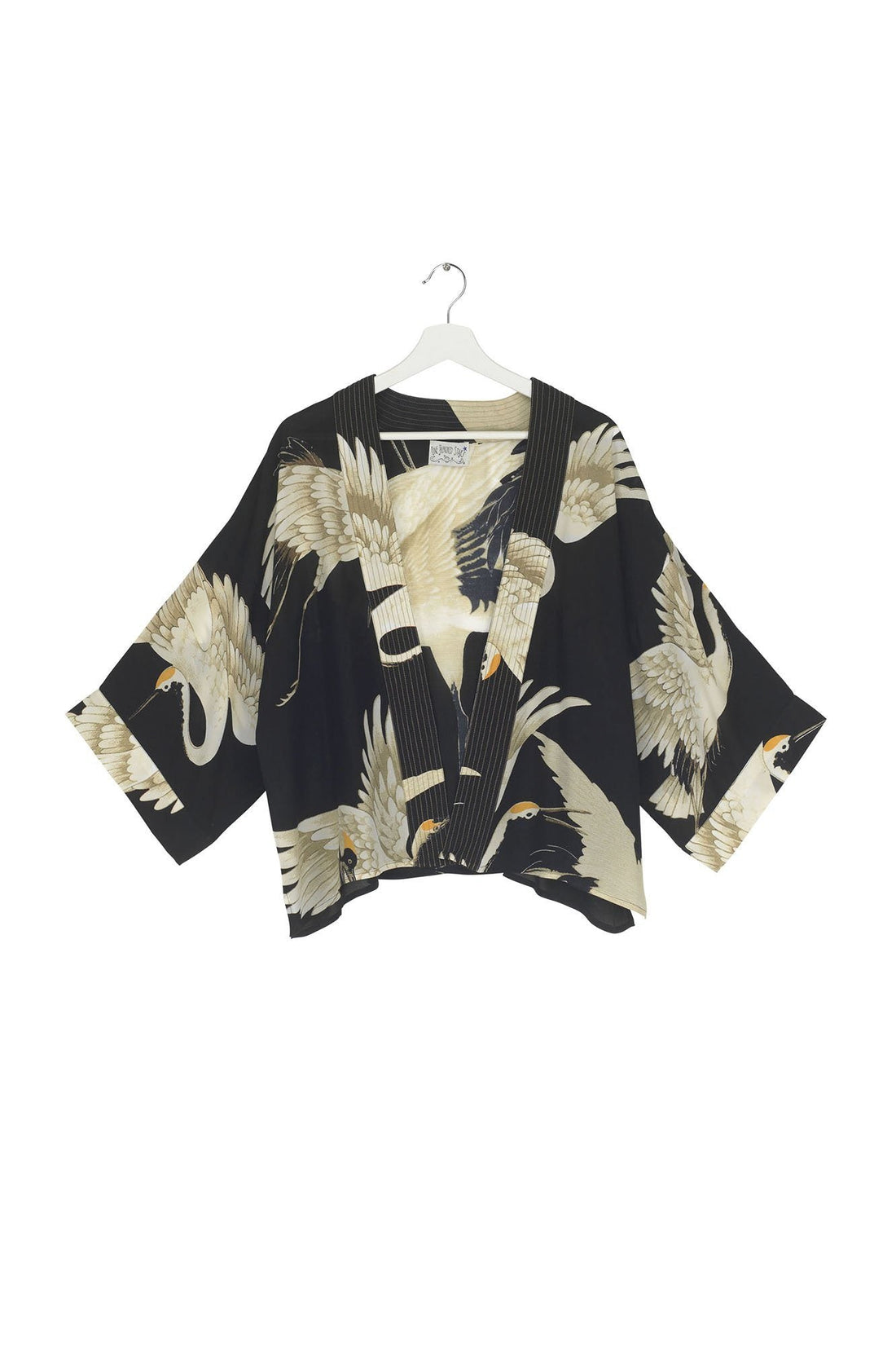 Stork Short Kimono in Crepe from The Black Collection by On Hundred Stars Kimonos One Hundred Stars